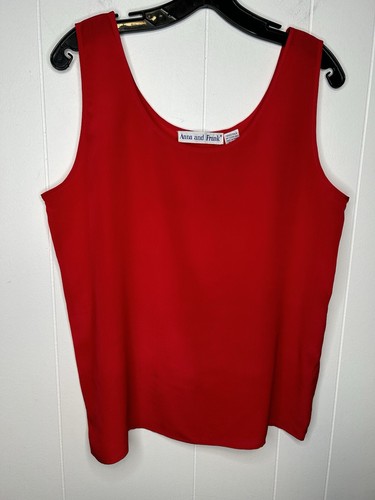 Anna & Frank Silk Tank Top Womens Size Large Red Sleeveless Scoop Neck