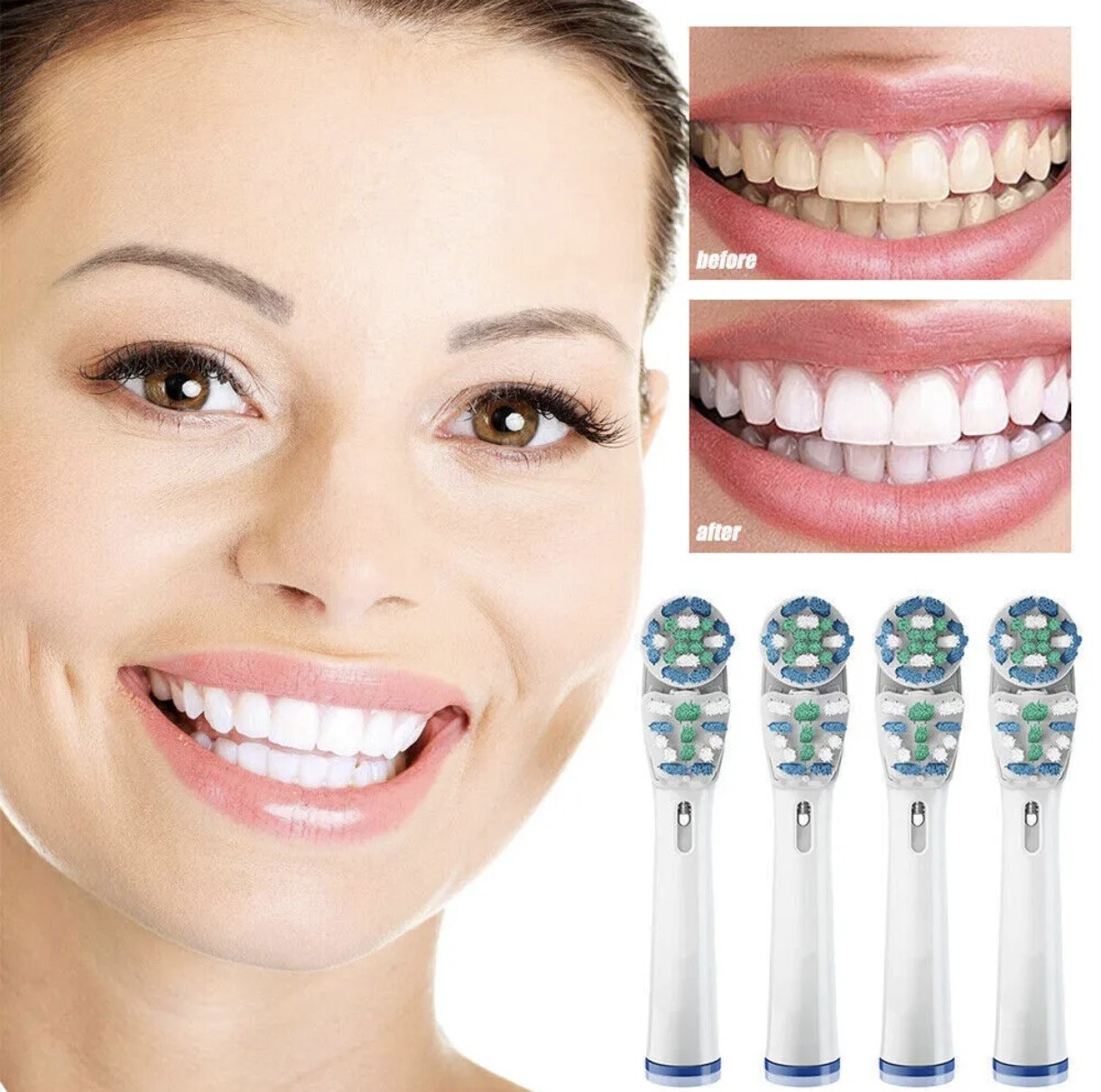 Smile Plus XL Dual Clean Universal Brush Heads Fits Oral B Electric