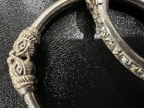 Sterling Silver HAath Baby Bangle Kada, New Baby Bracelets With Stones - Picture 5 of 24