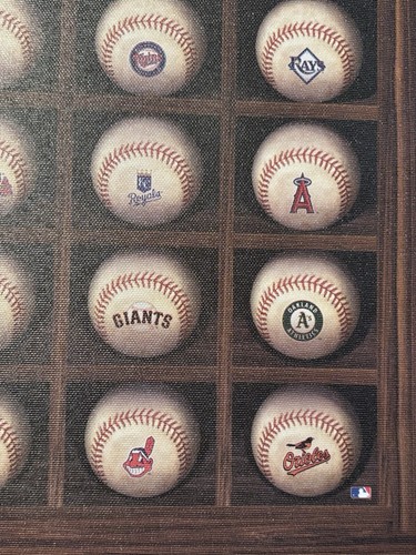 Baseball Canvas Print 14x14 MLB Mets Cubs Reds Dodgers Sox M’s Rangers NY Logo - Picture 7 of 9