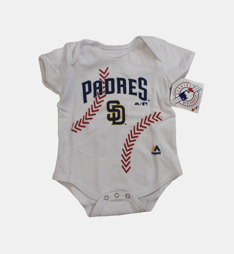 MLB Infant San Diego Padres Baseball Seams Graphic White Creeper NWT 6-9 Months - Picture 5 of 5