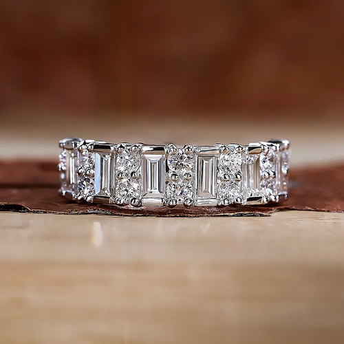 Lab Grown 1.50 Ct Baguette Cut Diamond Engagement Ring 18K White Gold Certified - Picture 2 of 12