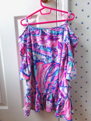 Girls 6-7 LILLY PULITZER Dress Medium M Floral Colorful Pink Blue Purple Ruffles - Picture 16 of 17
