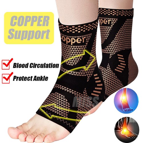 Ankle Brace Support Copper Compression Sleeve Plantar Fasciitis Pain Relief Sock - Picture 20 of 21