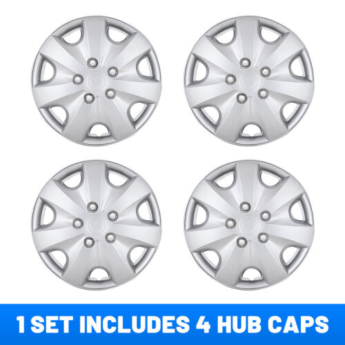 14" Set of 4 Silver Wheel Covers Snap On Full Hub Caps fit R14 Tire & Steel Rim - Picture 16 of 16