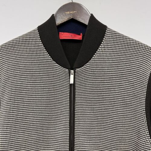 Carolina Herrera NEW Womens M Zip Brown/Beige Cotton Knit Cardigan Bomber Jacket - Picture 2 of 9