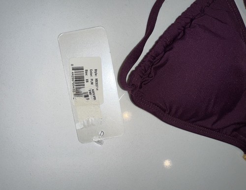 NWT $104 L SPACE "ANGEL" PLUM BURGUNDY D RING HALTER BIKINI SWIM TOP XS - Picture 6 of 7