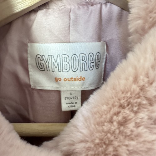 Gymboree Coat Girls Large Pink Go Outside Faux Fur Lined Lace Dressy Crop Classy - Picture 3 of 10