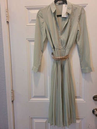 AbleTree Business Casual Long Sleeve Midi Pleated Shirt Dress Size S New + Tag - Picture 10 of 12