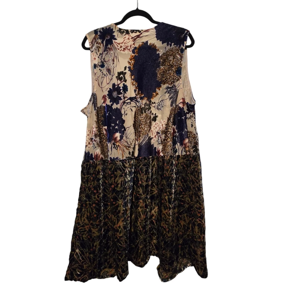 Logo Lujoso Lori Goldstein Burnout Chaleco Kimono 1X Terciopelo Floral Boho Capricho Foto 2 de 4