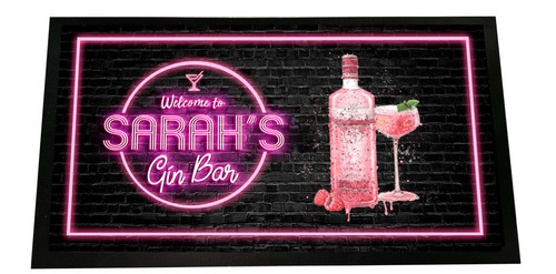 Personalised Pink Bar Mat - Coasters - Pink Gin Bar Home Bar runner accessories - Picture 3 of 12