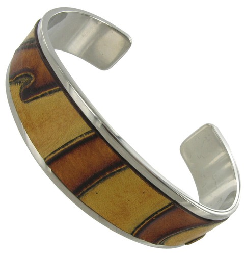 Roma hellbraun Leder Manschette Armband 5 3/4" - Bild 2 von 3