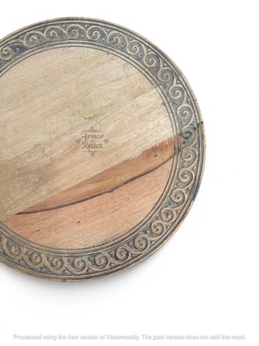 Rustic Wooden Lazy Susan Serving Tray 18-Inch 360° Rotating Natural Finish New - Picture 4 of 4