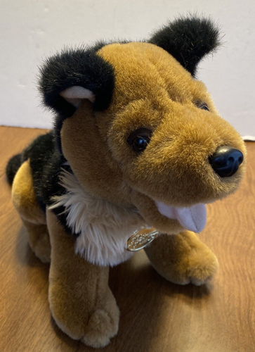 Juguete de peluche de pastor alemán vintage Platinum Plus de 9" para perro cachorro