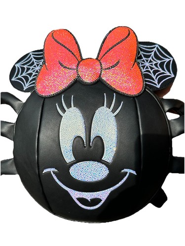 NEU MASSGESCHNEIDERT Loungefly Strass Disney Minnie Halloween Spinne leuchten Rucksack - Bild 2 von 2