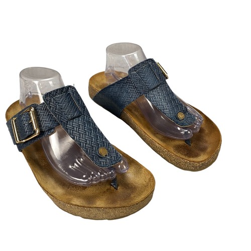 Haflinger Cora Sandals Womens EU Size 42 Navy Soft Leather Cork Footbed Non-Slip - Picture 13 of 20