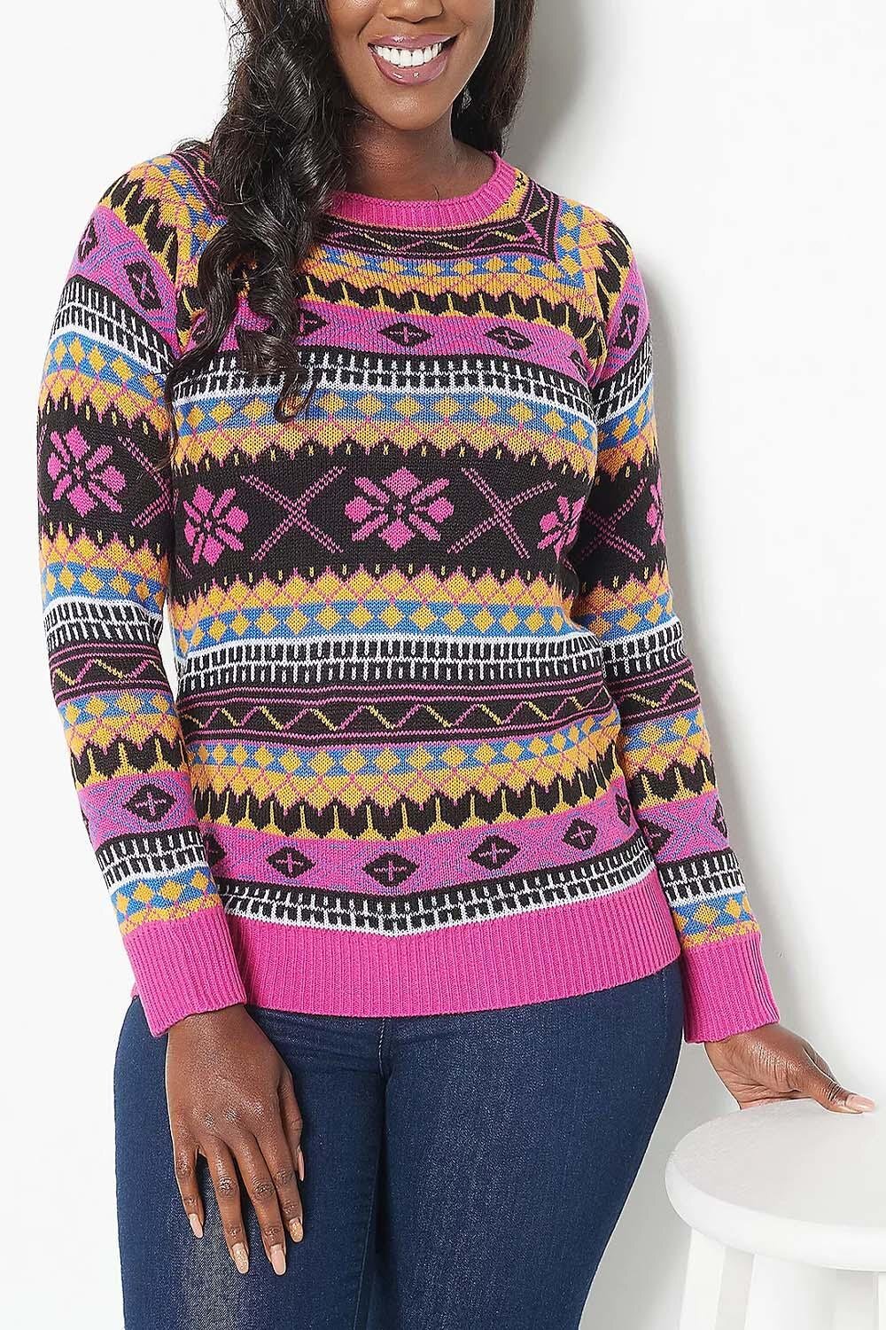 Attitudes by Renee Global Illusions Черный свитер Fair Isle