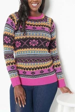 Attitudes by Renee Global Illusions Fair Isle Sweater Black