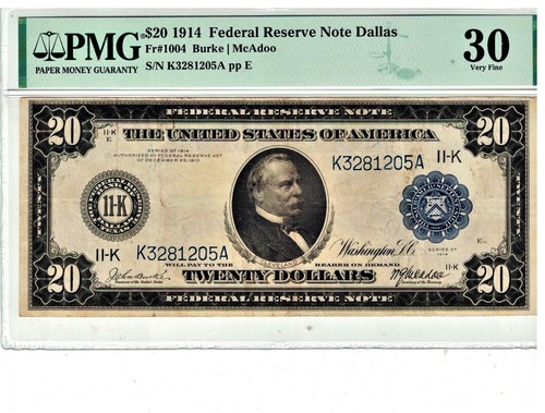 1914 $20 LARGE SIZE FRN Dallas FR-1004 PMG VF 30 - Picture 1 of 2