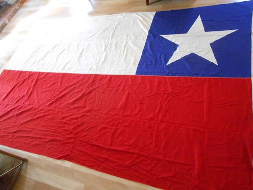 Vintage Chile Chilean cotton Flag 7.5'x12' foot Hortie-Van Pasadena CA USA - Picture 19 of 21