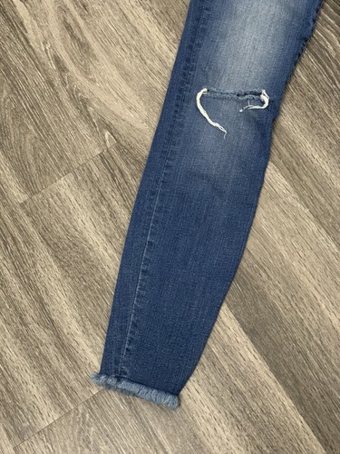 Kut From The Kloth Raw Hem Ankle Skinny Jeans Size 2 Mid Rise Ripped Knee - Picture 2 of 4