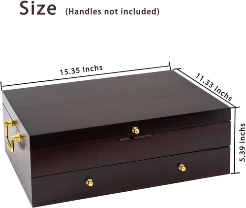 Wooden Silverware Chest without Silverware Double-Layer, Silverware Box Storage - Picture 3 of 6