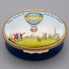 Halcyon Days Enamels Horchow Trinket Box "The Best is Yet to Come" Balloon