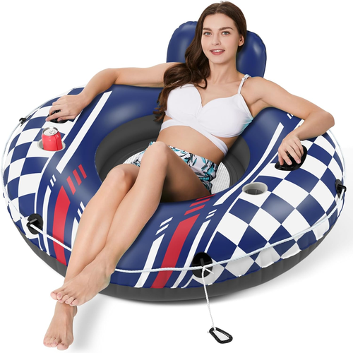 Tubo de río inflable de alta resistencia con 2 portavasos para adultos - Imagen 8 de 16