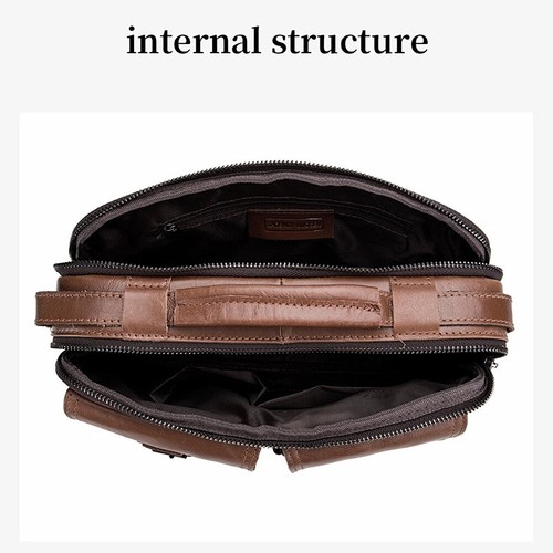 Mens Crossbody Bags Genuine Leather Business Shoulder Messager Handbag Backpack - Picture 5 of 14