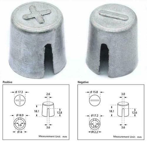 1 pair Car Battery Terminal Post Adaptors Positive Negative Sleeves Shim B9R4 - Picture 1 of 11