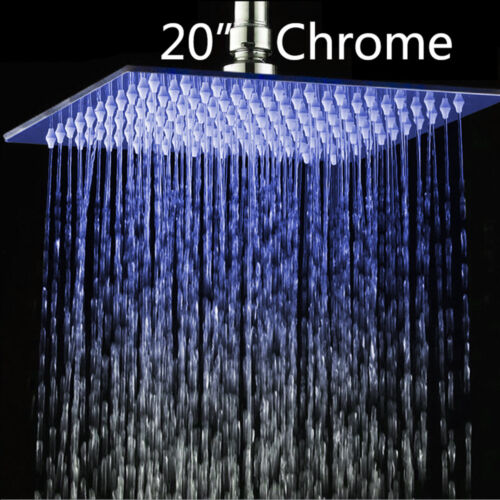 Juego de 6 chorros de ducha de lluvia termostáticos LED de 20" para ducha de mano - Imagen 2 de 7