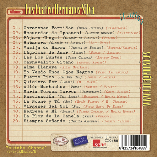 LOS CUATRO HERMANOS SILVA iLatina CD #131 / Corazones Partidos , Pajaro Chogui - 第 3/3 張圖片