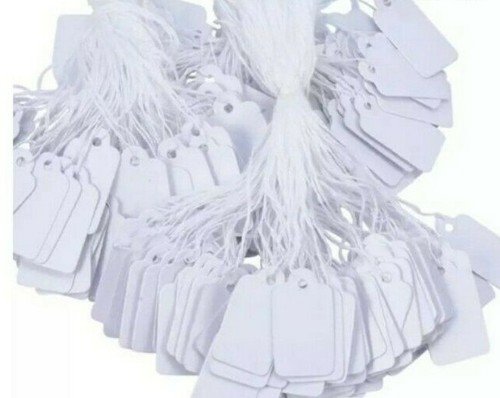DIY JEWELLERY TAGS STRINGED PRICE TAGS WHITE 100xPIECES 2 SIZES 🇦🇺AUSSIE STOCK - Picture 2 of 3