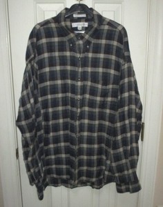 GEOFFREY-BEENE-LINEN-COTTON-PLAID-BLUE-GREEN-BROWN-BEIGE-SHIRT-MENS-XL