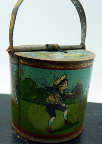 Antique German LITHOGRAPH Tin LUNCHBOX for Doll or Large Dollhouse Miniature - Picture 2 of 5