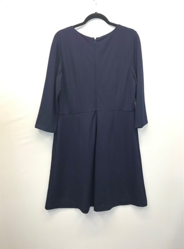 Talbots Petite Women's 16P Navy Blue Ponte Fit & Flare Midi Dress Neck Tie - Picture 7 of 9