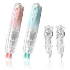 Refillable Correction Tape 2 Pens 2 Refills Green Pink School Supplies