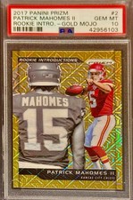 /10 POP 2 PSA 10 RC Patrick Mahomes 2017 Panini Gold Prizm Mojo Refractor Rookie