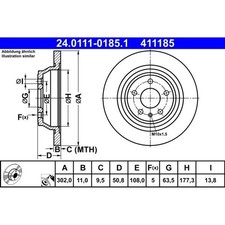 2x ATE 24.0111-0185.1 Bremsscheibe für FORD MONDEO CE CD CF Bremsscheiben