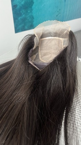 In Stock 28” 70cm European Silk Top Black Brown Gripper Hand Tied Wig Small - Picture 5 of 12