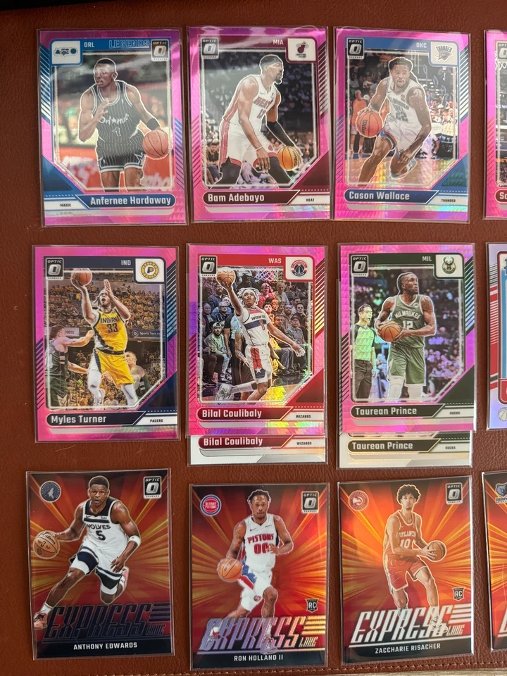 (24 tarjetas) 2024-25 Optic Donruss Basketball Refractor INSERTOS Lote Rosa Púrpura Foto 2 de 4