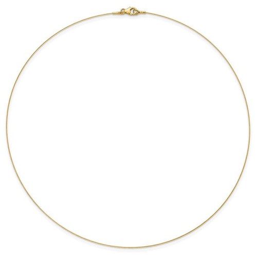 14K Solid Yellow Gold 0.5mm Single Neck Collar Neckwire Chain Cuff Choker ... - Picture 1 of 22