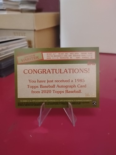 Autógrafos de béisbol Topps 2020-1985 Jason Varitek #85A-JVA dorado/50 (AU) - Imagen 2 de 2