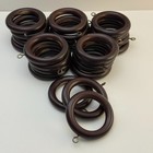 Lot of 23 Vintage Wooden Curtain Rings 1.75" Diameter Dark Brown with Hooks