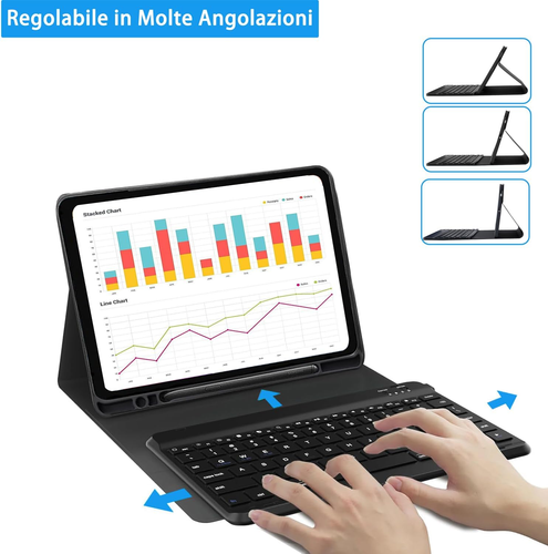 Custodia Tastiera per Tablet Samsung Galaxy Tab S6 Lite 2024 10,4 Pollici, Itali - Foto 6 di 12