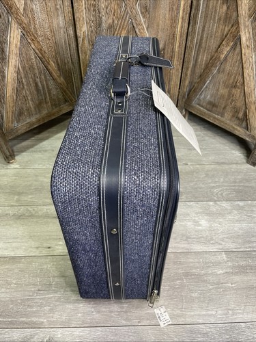 Vintage 1990er 5-teiliges Jaguar Marineblau Tweed & Leder Gepäck Kofferset - Bild 6 von 22