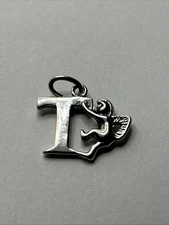 New Sterling Silver Initial 'T' Charm, 925 baby angel