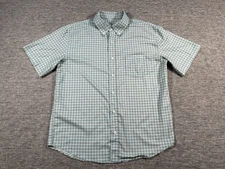 Huk Shirt Mens Medium Blue Gray Plaid Short Sleeve Fishing Performance