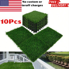 10Pcs Artificial Grass Turf Interlocking Grass Deck Tile Lawn Rug for Backyard