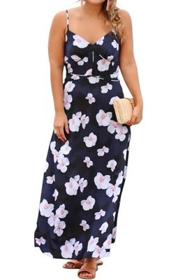 #ad #ad Banana Republic Women#x27;s Navy Floral Maxi Dress Strappy Sleeveless V Neck Size 0 $45.00